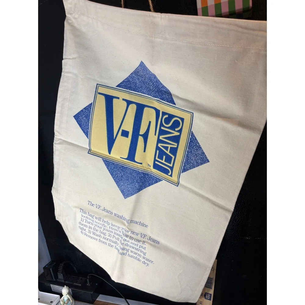 Vintage VF Jeans‎ Canvas Laundry Wash Bag Drawstring Denim Care Accessory Retro
